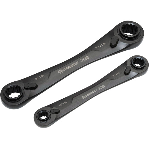 X6 4-in-1 Black Oxide Spline Ratcheting SAE Wrench Set, 2 Pieces, Imperial Distribution Jean Lapalme