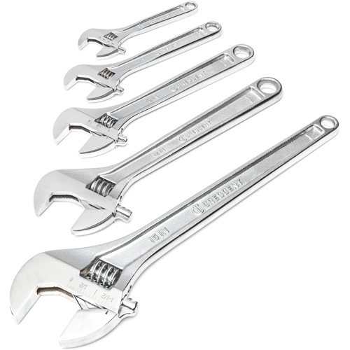 Chrome Wrench Set, Adjustable, 5 Pieces, Imperial and Metric Distribution Jean Lapalme