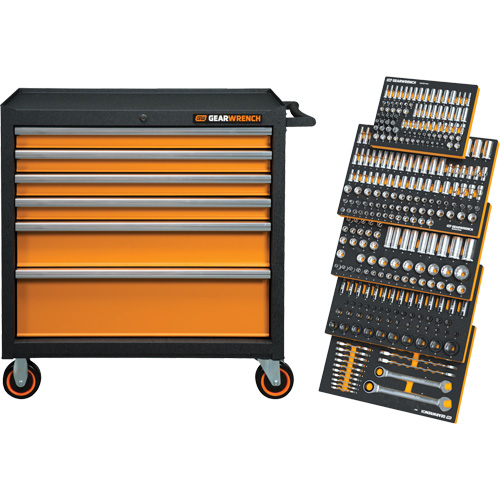 MEGAMOD Metric Mechanics Tool Set in Modular Foam Trays with Rolling Cabinet, 358 Pieces Distribution Jean Lapalme