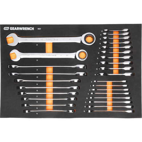 Jeu d'outils m&eacute;triques pour m&eacute;canicien MEGAMOD dans des plateaux en mousse modulaire avec armoire roulante &agrave; outils, 358 morcea Distribution Jean Lapalme