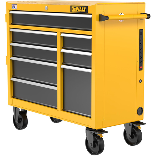 Postes de travail industriel mobile, 8 tiroirs, 40" la x Jaune Distribution Jean Lapalme