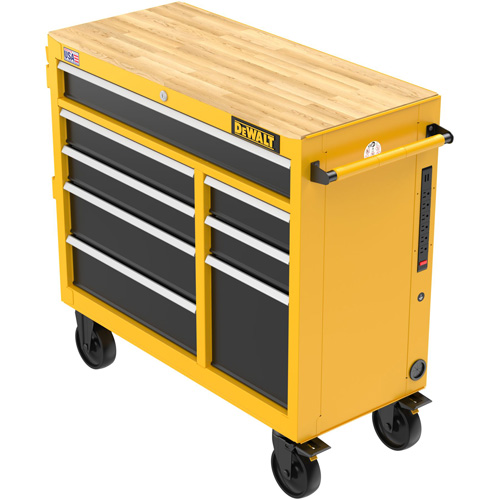 Postes de travail industriel mobile, 8 tiroirs, 40" la x Jaune Distribution Jean Lapalme