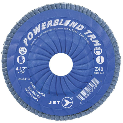 POWERBLEND TRM Trimmable Flap Disc, 4-1/2" x 7/8", Type 29, Z80 Grit, Zirconia Alumina Distribution Jean Lapalme