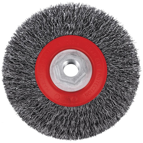 Brosse m&eacute;tallique &agrave; fils torsad&eacute;s &agrave; haut rendement 5C14T, 5" dia., Fils 0,014", Arbre 5/8"-11NC Distribution Jean Lapalme
