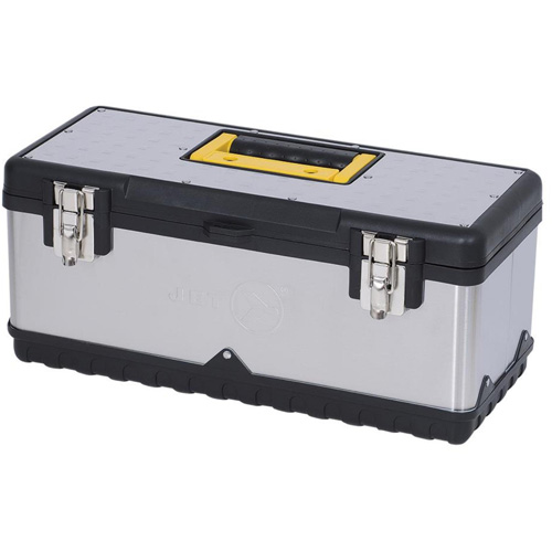 Coffre &agrave; outils portatif en acier inoxydable JPSTB-20, 9-63/100" P x 20" la x 8-7/8" h, Noir/Argent Distribution Jean Lapalme