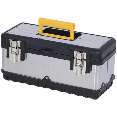 Coffre &agrave; outils portatif en acier inoxydable JPSTB-15, 6-1/4" P x 15" la x 7" h, Noir/Argent Distribution Jean Lapalme