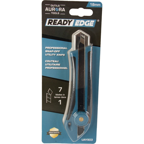 READYEDGE 18mm Professional Knife, Stainless Steel, Heavy-Duty, Rubber Handle Distribution Jean Lapalme