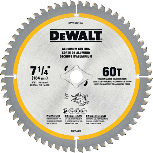 Lame circulaire en acier avec pointes en carbure de tungst&egrave;ne, 7-1/4", 60 dents, Pour Non ferre Distribution Jean Lapalme