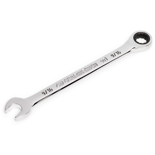 90-Tooth 12 Point Ratcheting Combination Wrench, 12 Point, 9/16", Chrome Finish Distribution Jean Lapalme