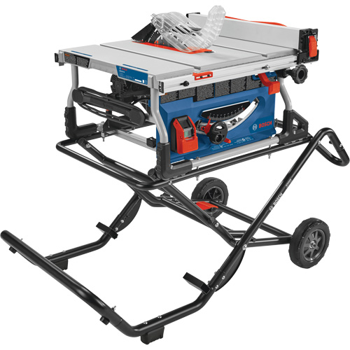 Scie &agrave; table de chantier avec support roulant Gravity-Rise, 120 V, 15 A, 3800 tr/min Distribution Jean Lapalme