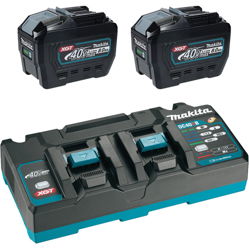 XGT Dual Port Rapid Charger Starter Kit with (2) 8 Ah Batteries, 40 V, Lithium-Ion Distribution Jean Lapalme