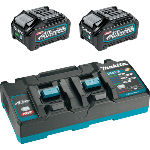 Ensemble de d&eacute;part XGT avec chargeur rapide &agrave; deux ports et deux batteries de 4?Ah, 40 V, Lithium-ion Distribution Jean Lapalme