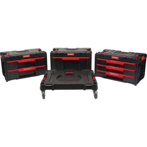 Ensemble de coffres &agrave; outils Arx de 4 morceaux avec socle &agrave; roulettes pivotantes, 23-1/10" x 15" x 22-1/2", Noir Distribution Jean Lapalme
