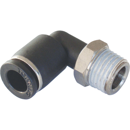 Adaptateur coude m&acirc;le NPT MAXFIT &agrave; raccord instantan&eacute; (push-to-connect), 3/8" x 1/2" dia., Polym&egrave;re PBT Distribution Jean Lapalme