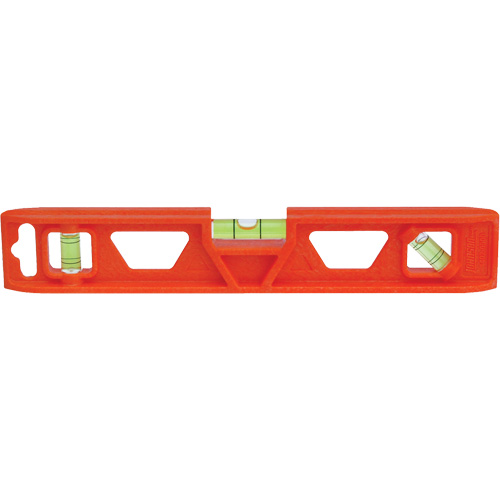 Orange Structo-Cast&reg; Torpedo Level, 9" L, Plastic, 3 Vials, Non-Magnetic Distribution Jean Lapalme