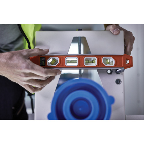 Reinforced Torpedo Level, 12" L, Aluminum, 4 Vials, Magnetic Distribution Jean Lapalme