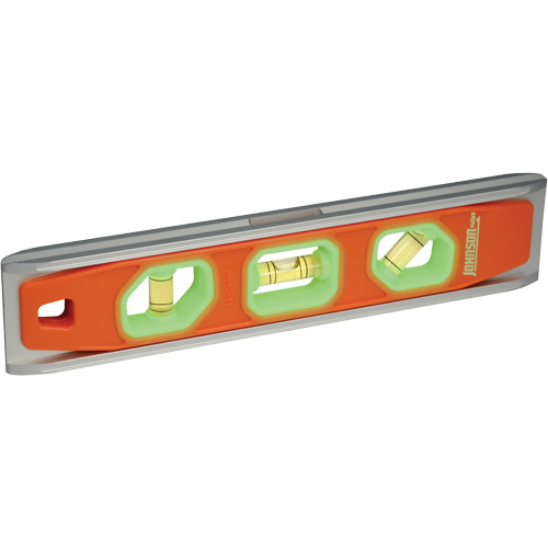Glo-View&reg; Torpedo Level, 9" L, Aluminum, 3 Vials, Magnetic Distribution Jean Lapalme