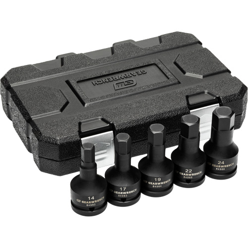 Metric Impact Bit Socket Set with Blow Mold Case, Hex, 3/4" Drive, 5 Pcs Distribution Jean Lapalme