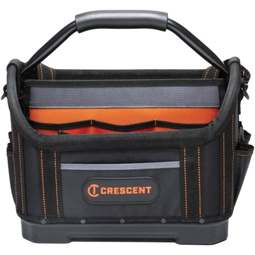 14" Tradesman Open Top Tool Bag, 1680 Denier/Polyester, 25 Pockets, Black/Grey/Orange Distribution Jean Lapalme