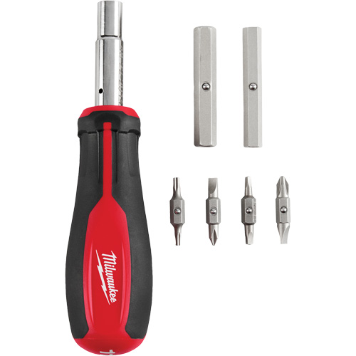 Tournevis multibits &agrave; entraînement magn&eacute;tique 1/4" et 3/8" 11 en 1, 8" lo, Prise Coussin&eacute;e Distribution Jean Lapalme