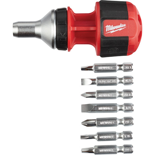 Tournevis compact &agrave; cliquet 8-en-1 &agrave; embouts multiples avec porte-embout de 1/4", Prise Coussin&eacute;e Distribution Jean Lapalme