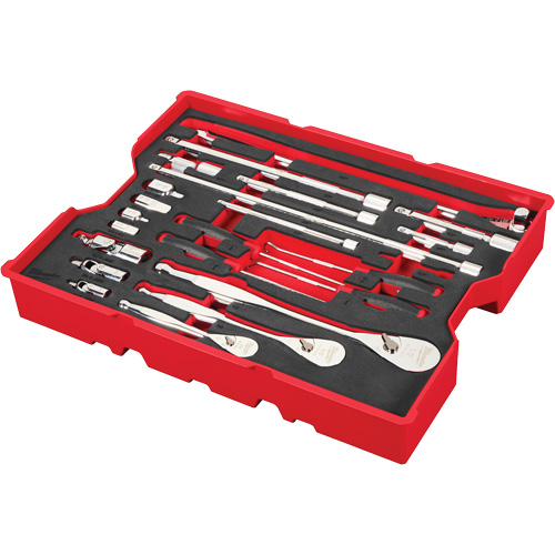 1/4”, 3/8” & 1/2” Drive Ratchet & Accessory Set with Tray for PACKOUT Drawers, 23 Pcs Distribution Jean Lapalme