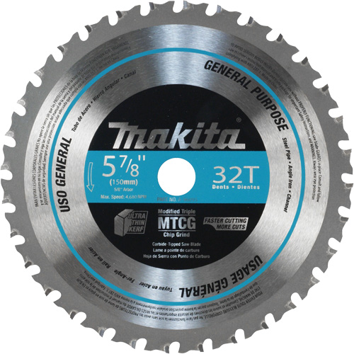 General-Purpose Carbide-Tipped Saw Blade, 5-7/8", 32 Teeth, Metal Use Distribution Jean Lapalme