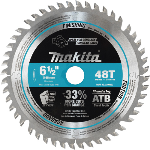 Carbide-Tipped Cordless Plunge Saw Blade, 6-1/2", 48 Teeth, Wood Use Distribution Jean Lapalme