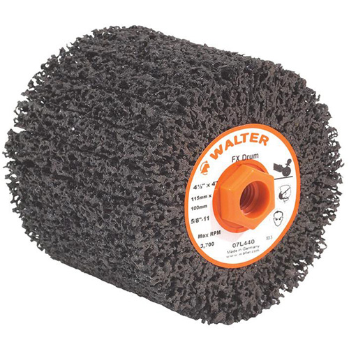 FX Cleaning & Finishing Drum, 4-1/4" Dia. x 4" W, 5/8"-11 Arbor, Coarse Grit Distribution Jean Lapalme
