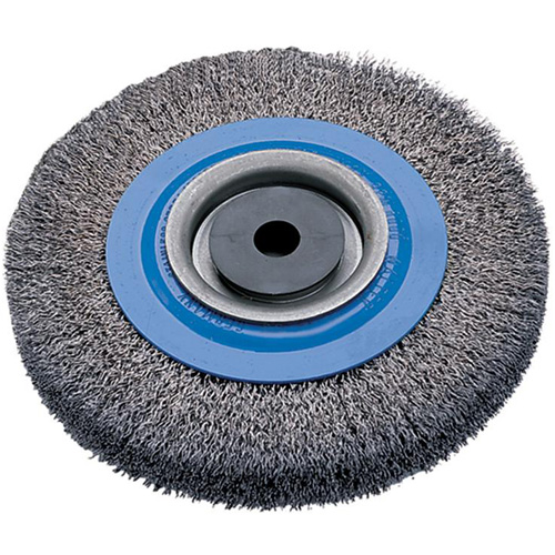 Crimped Wire Bench Wheel Brush, 8" Dia., 0.0118" Fill, 5/8" - 1-1/4" Arbor Distribution Jean Lapalme