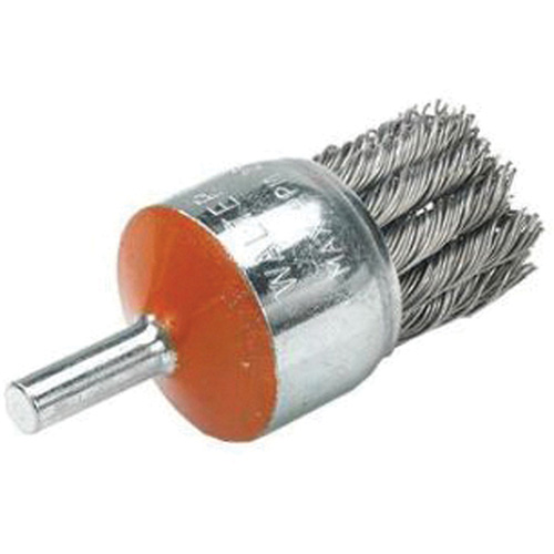Mounted Knot-Twisted Wire Brush, 1-1/8" Dia., 0.02" Wire Dia., 1/4" Shank Distribution Jean Lapalme