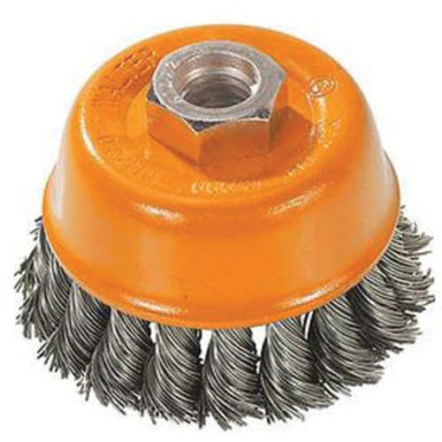 Knot-Twisted Wire Cup Brush, 3" Dia. x M10x1.25 Arbor Distribution Jean Lapalme