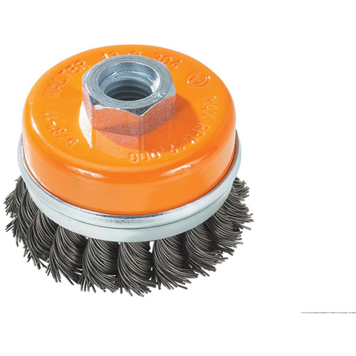 Knot-Twisted Wire Cup Brush with Ring, 4" Dia. x 5/8"-11 Arbor Distribution Jean Lapalme