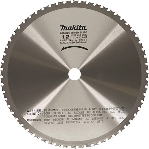 Cut Off Saw Blade for Portable Cut Off Saws, 12", 60 Teeth, Metal Use Distribution Jean Lapalme