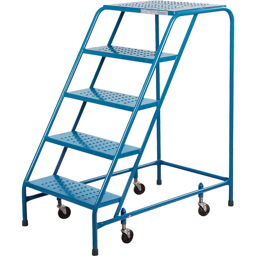 Escabeau roulant, 5 marches, Largeur de la marche 18", Hauteur de la plateforme 46", Acier Distribution Jean Lapalme