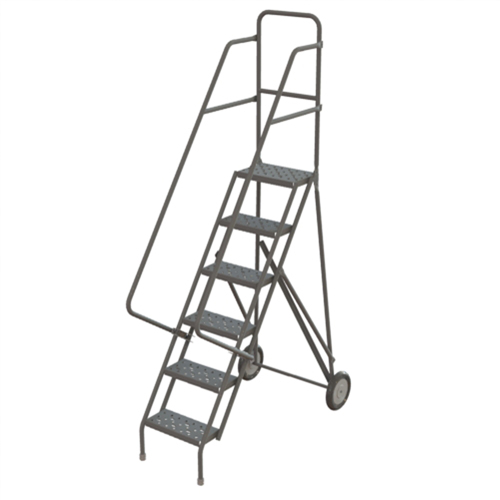 Steel Rolling Ladder, 6 Steps, 16" Step Width, 60" Platform Height, Steel Distribution Jean Lapalme