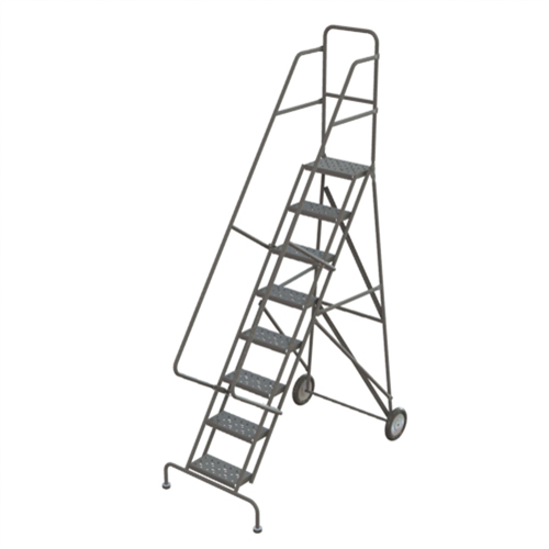 Steel Rolling Ladder, 8 Steps, 16" Step Width, 80" Platform Height, Steel Distribution Jean Lapalme