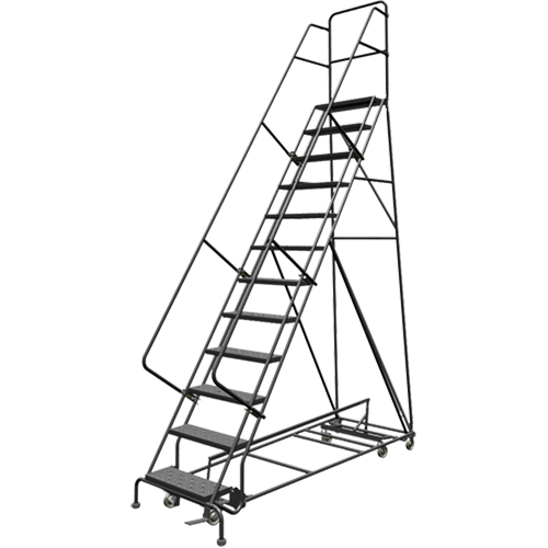 All Directional Rolling Ladder, 12 Steps, 24" Step Width, 120" Platform Height, Steel Distribution Jean Lapalme