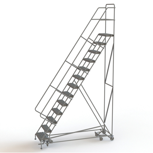 &eacute;chelles roulantes multidirectionnelles, 13 marches, Largeur de la marche 24", Hauteur de la plateforme 130", Acier Distribution Jean Lapalme