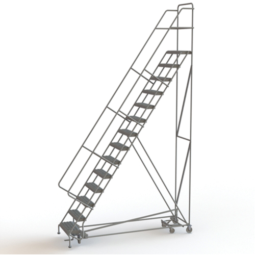 &eacute;chelles roulantes multidirectionnelles, 14 marches, Largeur de la marche 24", Hauteur de la plateforme 140", Acier Distribution Jean Lapalme