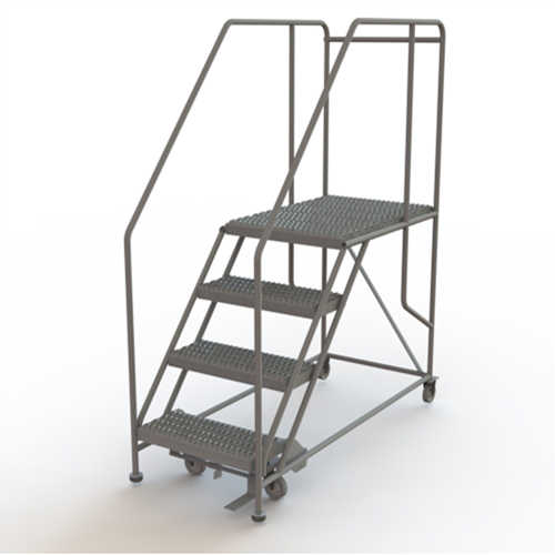 Mobile Work Platform, Steel, 4 Steps, 40" H, 35" D, 24" Step, Serrated Distribution Jean Lapalme