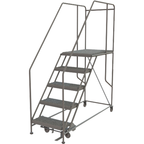 Mobile Work Platform, Steel, 5 Steps, 50" H, 35" D, 24" Step, Serrated Distribution Jean Lapalme