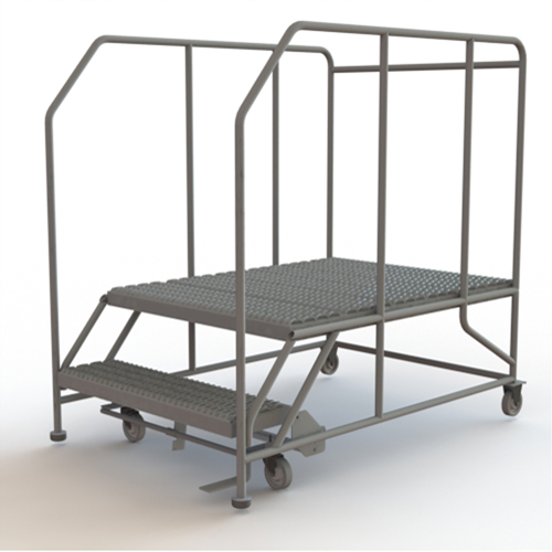 Plateforme de travail mobile, Acier, 2 Marches, 20" ha, 48" p, 36" Marche, Stri&eacute; Distribution Jean Lapalme