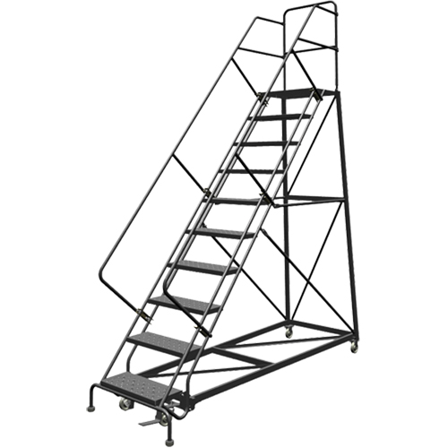 Safety Slope Rolling Ladder, 10 Steps, Perforated, 50° Incline, 100" High Distribution Jean Lapalme
