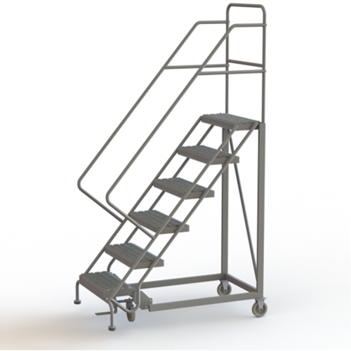 Safety Slope Rolling Ladder, 6 Steps, Serrated, 50° Incline, 60" High Distribution Jean Lapalme