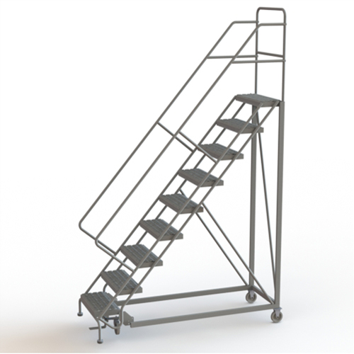 Safety Slope Rolling Ladder, 9 Steps, Serrated, 50° Incline, 90" High Distribution Jean Lapalme