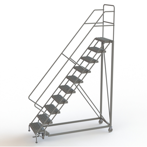 Safety Slope Rolling Ladder, 10 Steps, Serrated, 50° Incline, 100" High Distribution Jean Lapalme