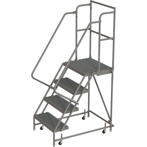 Escabeaux roulants &agrave; dessus profond, 4 marches, Largeur de la marche 24", Hauteur de la plateforme 40", Acier Distribution Jean Lapalme
