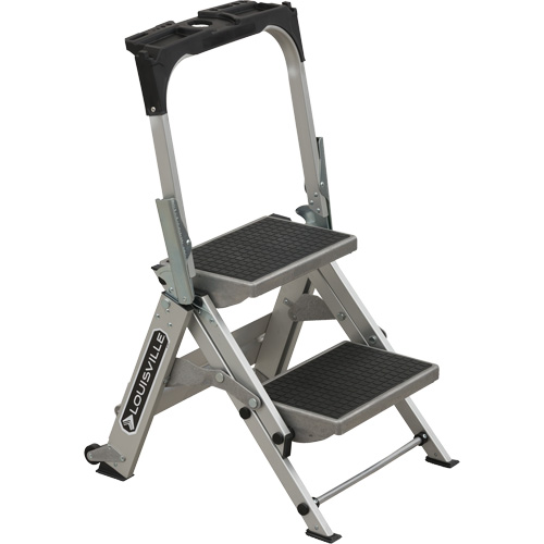 &eacute;chelle escabeau avec roues pivotantes, 2 marches, 23" x 21" x Hauteur 34,50" Distribution Jean Lapalme