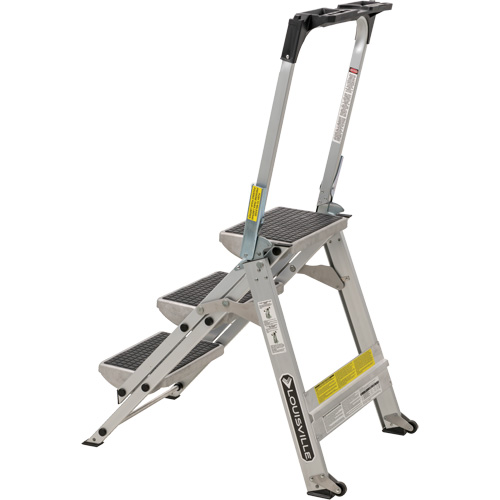 &eacute;chelle escabeau avec roues pivotantes, 3 marches, 34" x 22" x Hauteur 50,75" Distribution Jean Lapalme